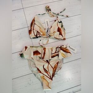 Montce Swim Bikini Set Emma Bikini Top & Tamarindo Ruffle Bikini Bottom NWT L